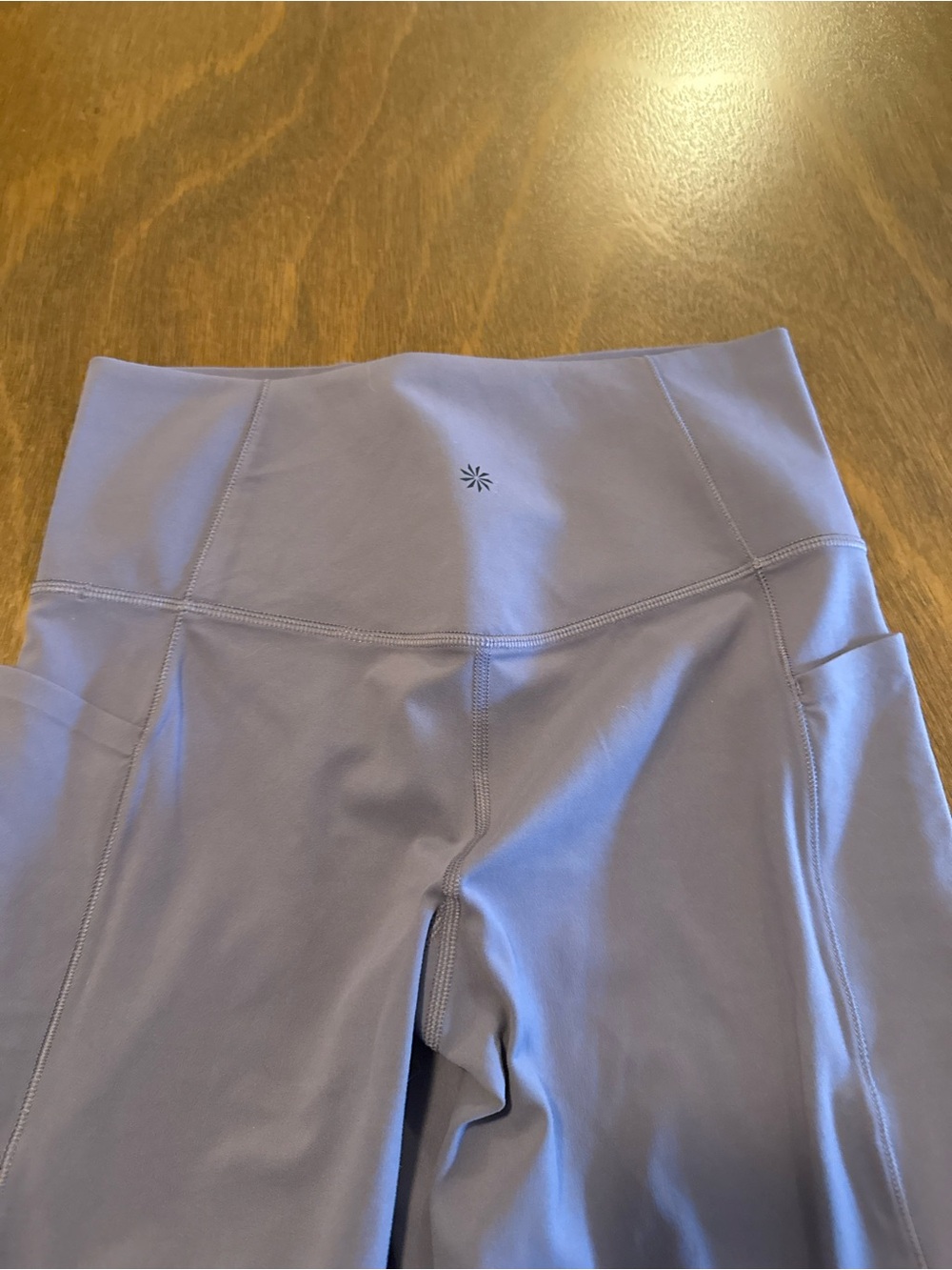 High-Waist Lavender Athleta wide legged Leggings with Side Pockets